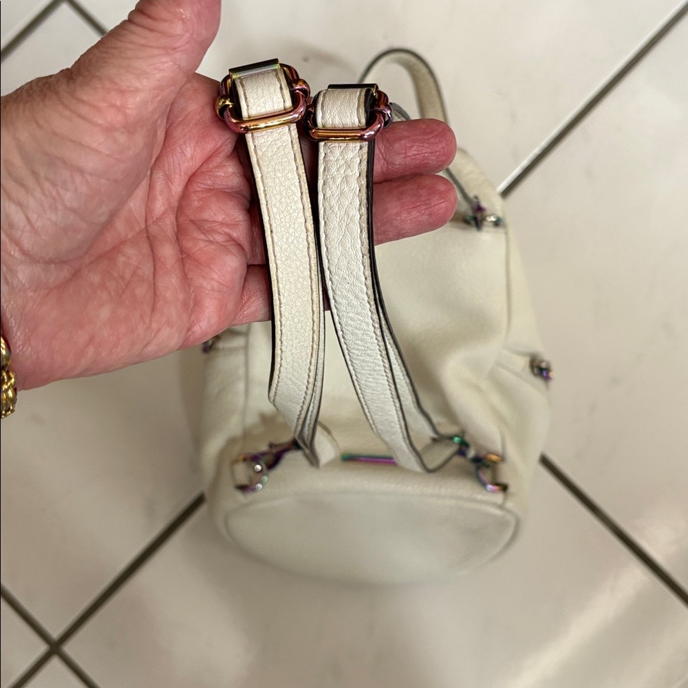 Rebecca Minkoff mini backpack for Women cream pebbled leather holographic HW - Picture 8 of 17